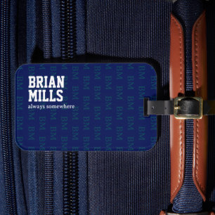 Typografie Wiederholte Initialen blau Gepäckanhänger