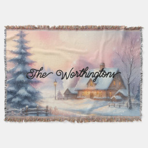 Typografie Winterlandschaft Cottage Wasserfarbe Decke
