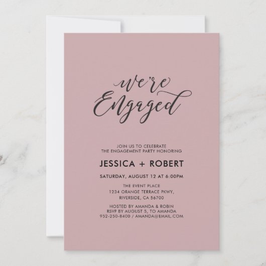 Typografie "Wir sind Verlobt" Foto Engagement Part Einladung (Vorderseite)