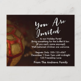 Typografie "You Are Inved" mit Red & Gold Foto Einladungspostkarte