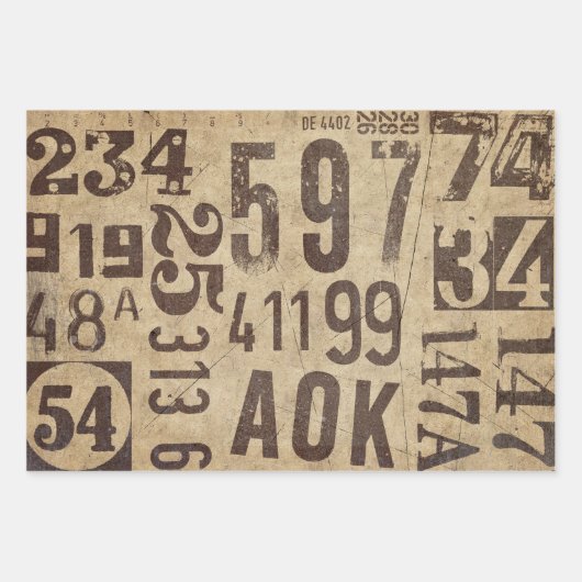 Typografie-Zahlen Decoupage Wrapping Paper Geschenkpapier Set (Vorderseite 3)