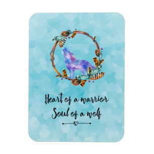 Typografie Zitat mit Watercolor Wolf Boho Style Magnet