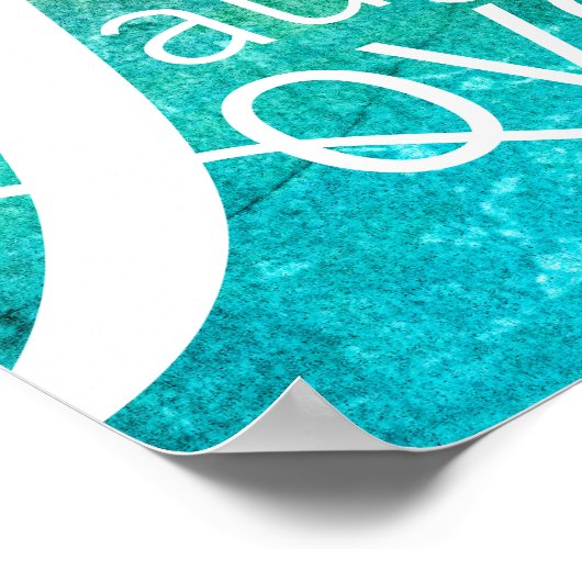 Typografie Zitat Poster live lachen Liebe auf blau (Ecke)