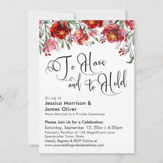 Typografie zu haben und zu halten Burgund Rote Flo Einladung (Vorderseite)