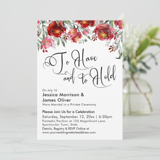 Typografie zu haben und zu halten Burgund Rote Flo Einladung (Stehend Vorderseite)