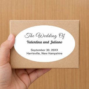 Typografiebasierte schwarze und weiße Hochzeit Ovaler Aufkleber