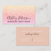 Typografiegelb-Rosa-Glitter des Makes-up eleganter Visitenkarte (Vorne/Hinten)
