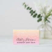 Typografiegelb-Rosa-Glitter des Makes-up eleganter Visitenkarte (Stehend Vorderseite)