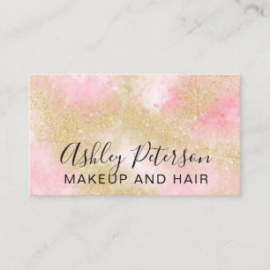 TypografiegoldGlitterrosa des Makes-up elegantes Visitenkarte