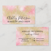 TypografiegoldGlitterrosa des Makes-up elegantes Visitenkarte (Vorne/Hinten)