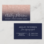 Typografiemarine-Rosen-GoldGlitter des Notars Visitenkarte (Vorne/Hinten)