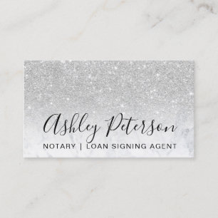 Typografiemarmor-Silber-Glitter des Notars Visitenkarte