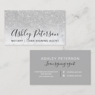 Typografiemarmor-Silber-Glitter des Notars Visitenkarte