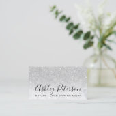 Typografiemarmor-Silber-Glitter des Notars Visitenkarte (Stehend Vorderseite)