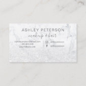 Typografiemarmor-Weiß-Glitter des Makes-up Visitenkarte (Rückseite)