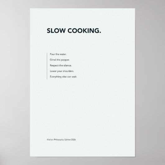 Typografieposter Slow Cooking Poster (Vorne)