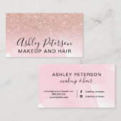 Typografierosa-Rosen-GoldGlitter des Makes-up Visitenkarte (Vorne/Hinten)