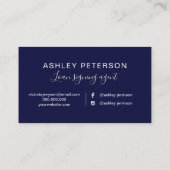 Typografiesilber-Glitter-Marineblau des Notars Visitenkarte (Rückseite)
