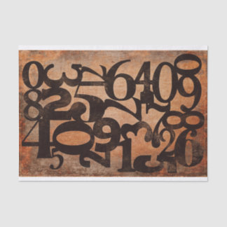 Typografiknummern entschlüsseln Collage Tissue Pap Seidenpapier