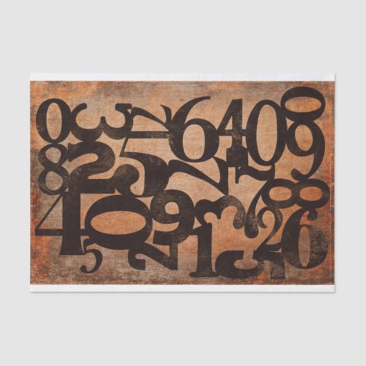 Typografiknummern entschlüsseln Collage Tissue Pap Seidenpapier (Vorderseite)