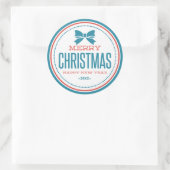 Typografisch frohe Weihnachtsfeier im neuen Jahr Runder Aufkleber (Tasche)
