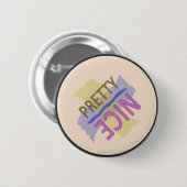 Typografisch Hübsch Nice Pink Brown Blau Button (Vorne & Hinten)