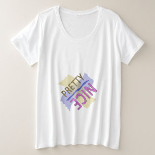 Typografisch Hübsch Nice Pink Brown Blau Große Größe T-Shirt