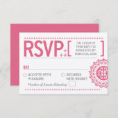 Typografisch-ornamental-rosa-Hochzeitserklärung RSVP Karte (Vorne/Hinten)