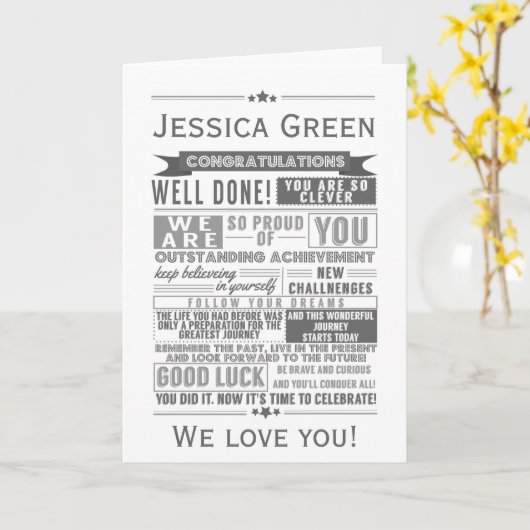 typografische Abschluss Uni grad Karte (Gelbe Blume)