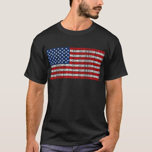Typografische amerikanische Flagge T-Shirt (Vorderseite)