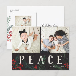 Typografische Botanicals 2 Foto Frieden Feiertagspostkarte