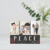Typografische Botanicals 3 Foto Peace Feiertagspostkarte (Stehend Vorderseite)