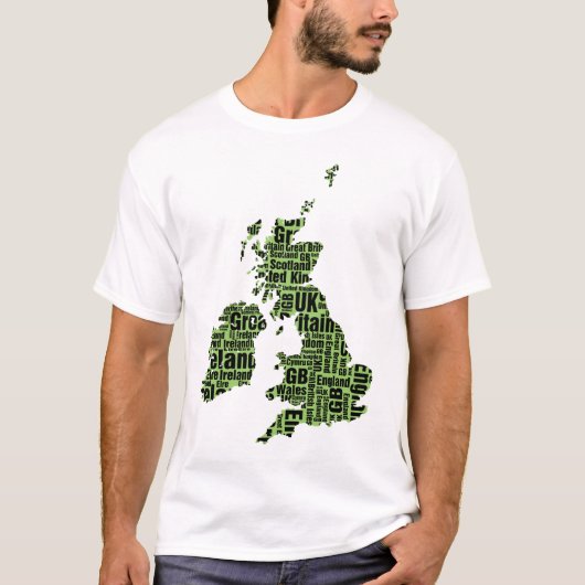 Typografische britische Inseln - Grün und T-Shirt (Vorderseite)