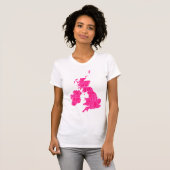Typografische Britische Inseln - Pink-Schatten T-Shirt (Vorne ganz)