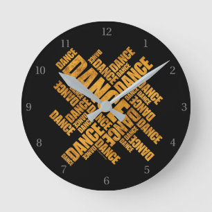 Typografische Dance Round Clock Runde Wanduhr