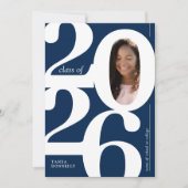 Typografische Foto Blue Graduation Party Einladung (Vorderseite)