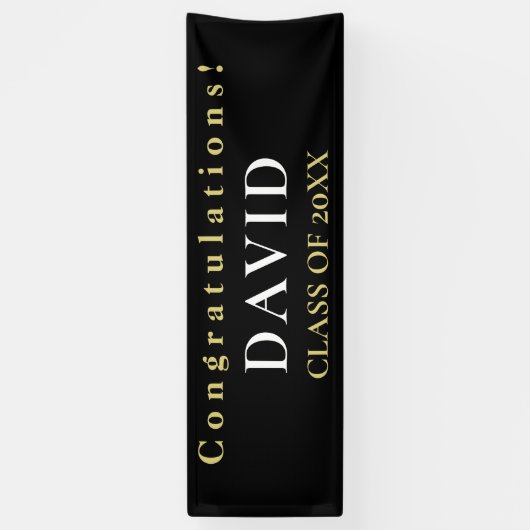 Typografische Glückwünsche Name Black Graduate Banner (Vertikal)