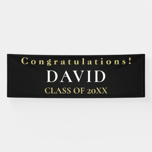 Typografische Glückwünsche Name Black Graduate Banner (Horizontal)