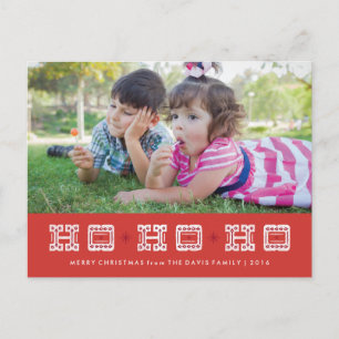 Typografische Ho Ho Ho Holiday Postcard - Berry Feiertagspostkarte