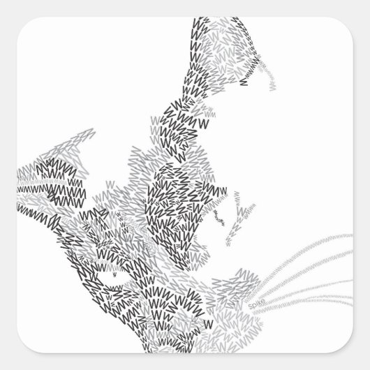 Typografische Kitty Quadratischer Aufkleber (Vorderseite)
