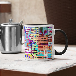 Typografische moderne Kunst - überlagerter Farbnam Tasse