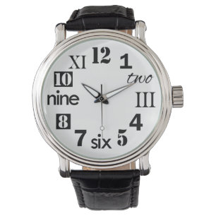 Typografische Spaß-Zahlen Armbanduhr