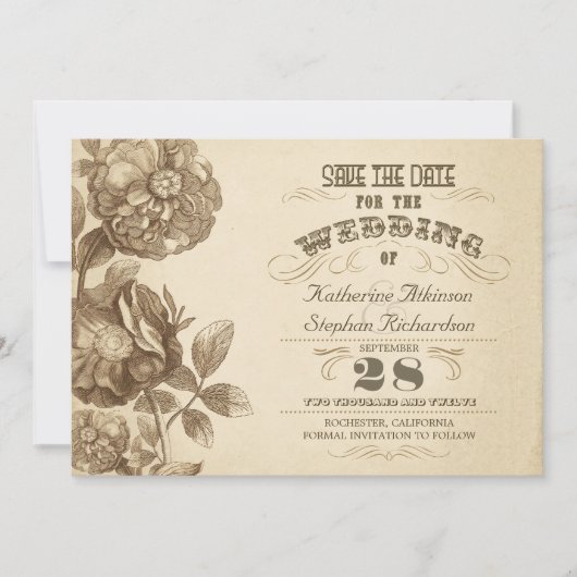 typografische Vintage Save the Date (Vorderseite)