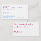 Typografische Visitenkarte (Vorne/Hinten)