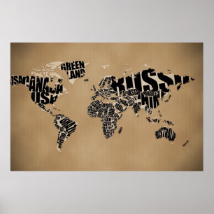 Typografische Weltkarte Poster
