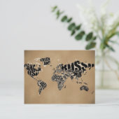 Typografische Weltkarte Postkarte (Stehend Vorderseite)