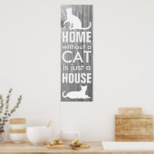 Typografischer Effekt von Zuhause und Katzengrauho Poster (Küche)