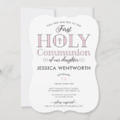 Typografischer Erste Heilige Kommune Tochter Einladung (Vorderseite)