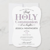Typografischer Erste Heilige Kommune Tochter Einladung (Vorderseite)