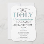 Typografischer Erste Heilige Kommune Tochter Einladung (Vorderseite)